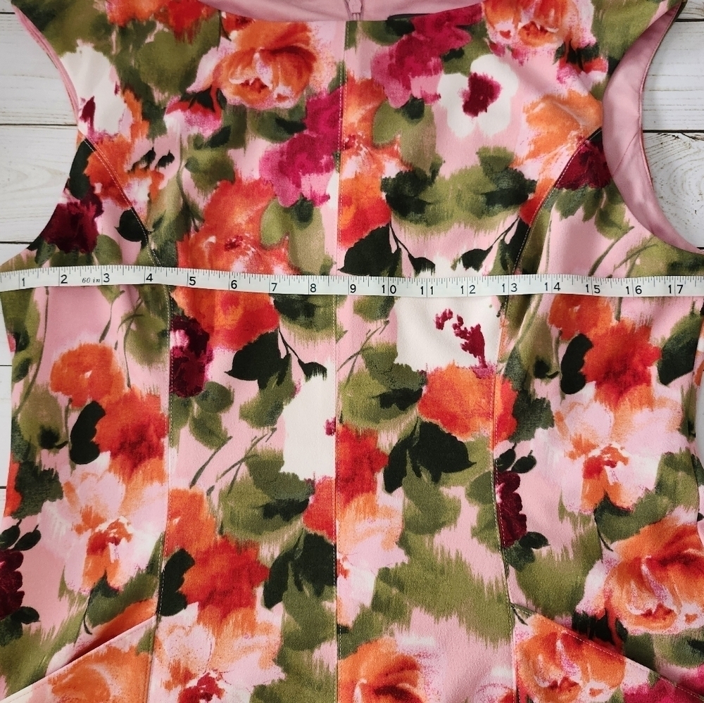 Donna Ricco Bright Floral Bateau Neck Midi Dress Size 12 - Picture 9 of 14